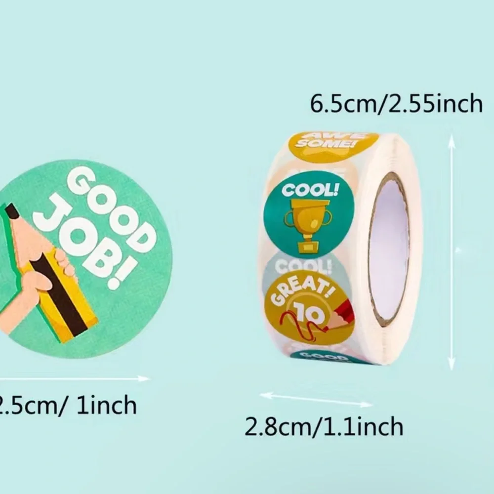 500pcs/Roll, Cute Round Children's Cartoon Stickers